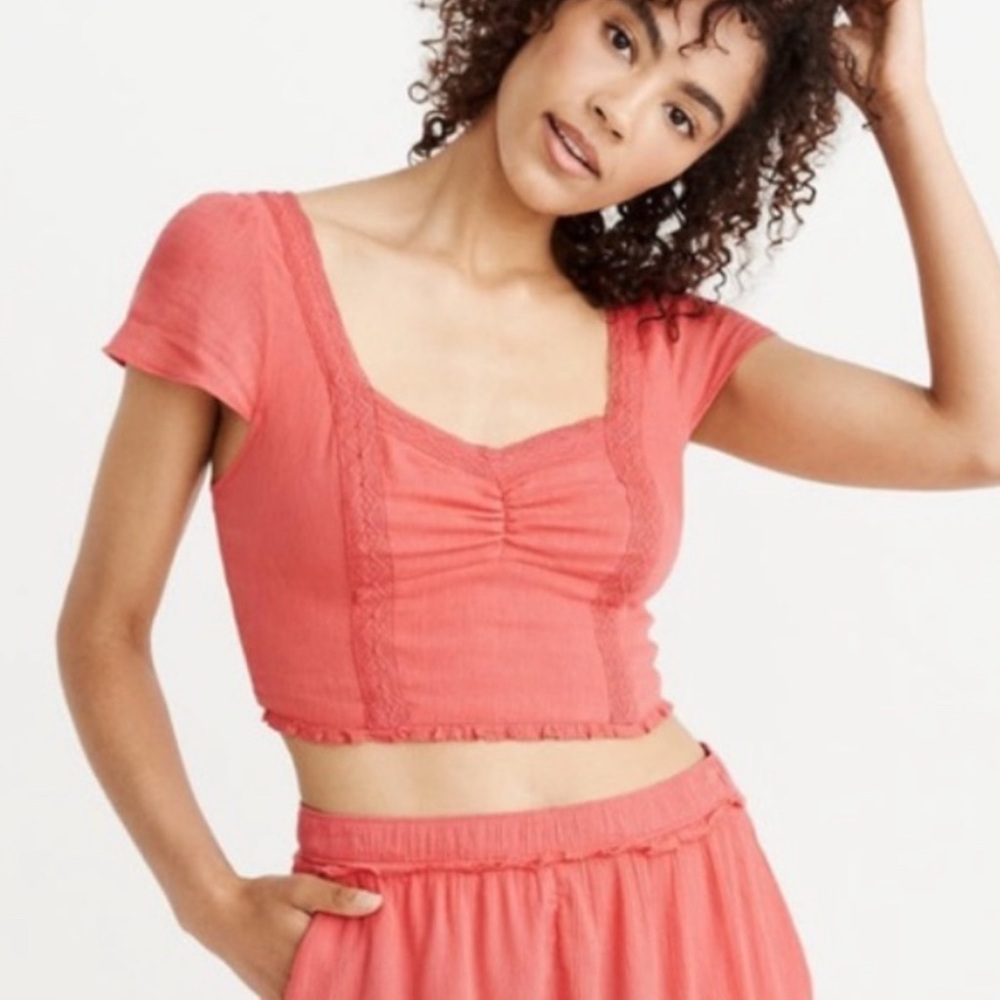 Abercrombie & Fitch Coral Crop Top